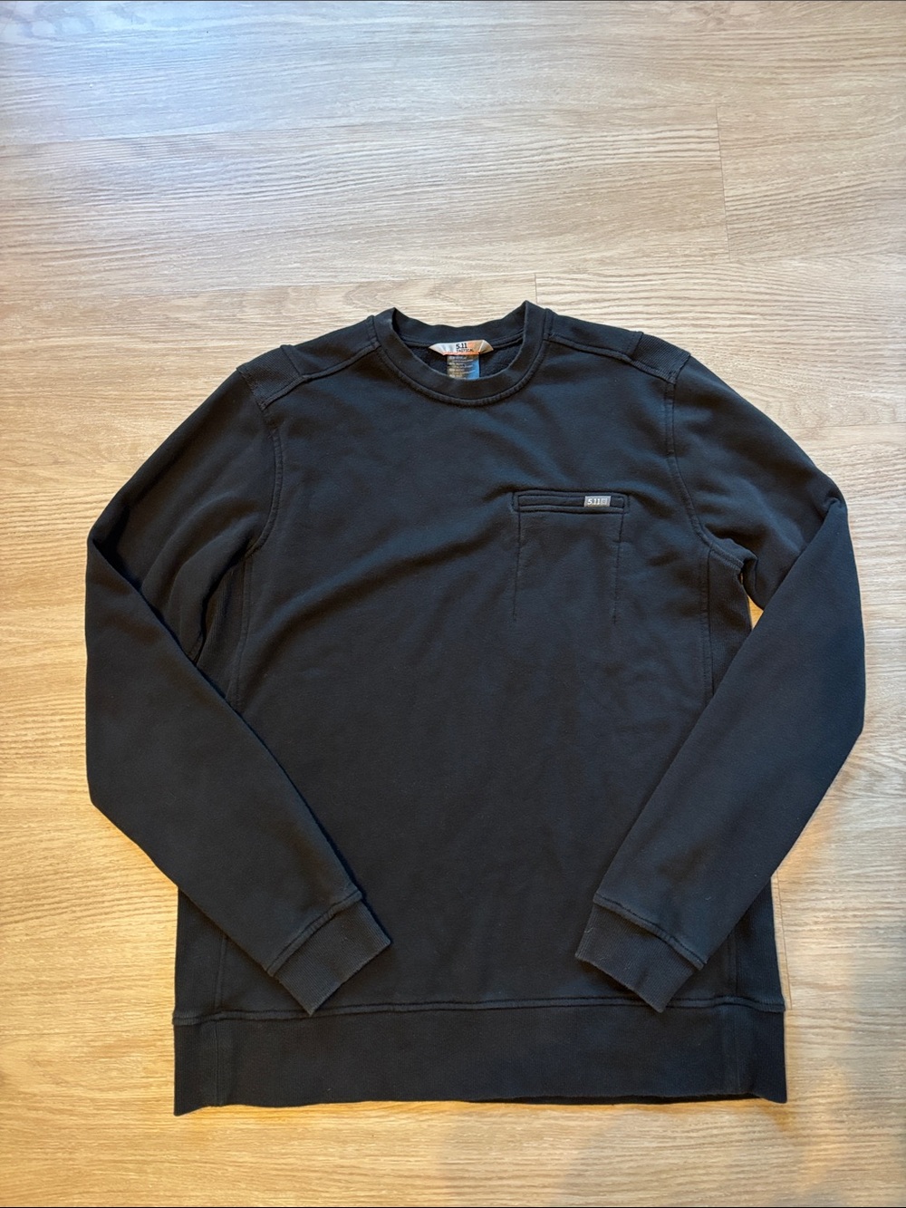 5.11 Tactical Men’s M Engage Fleece Crewneck Sweatshirt Ribbed Cotton Black